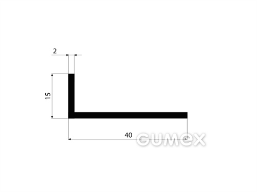 "L" Gummiprofil, 15x40/2mm, 70°ShA, EPDM, -40°C/+100°C, schwarz, 